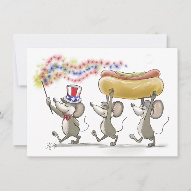 Mic, Mac & Moe's Happy 4. Juli Einladungen (Vorderseite)