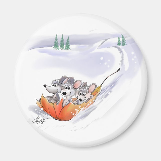 Mic, Mac & Moe's Winter Holiday Landscape Magnet (Vorne)