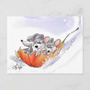 Mic, Mac & Moe's Winter Holiday Postkarte