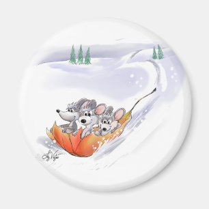 Mic-, Mac-u. Moes Winterurlaub-Landschaftsmagnet Magnet