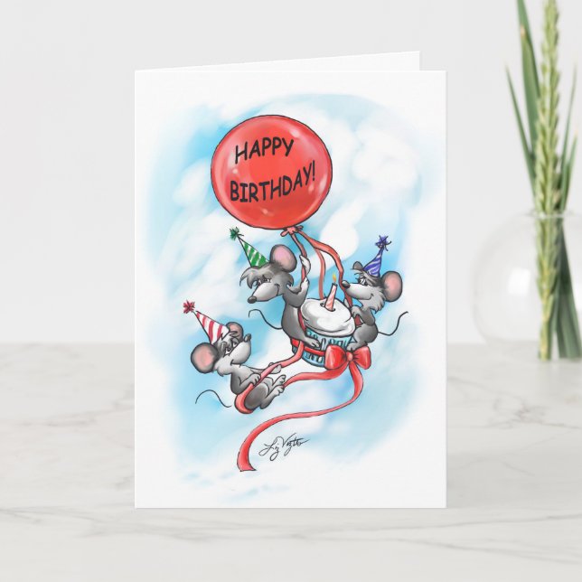 Mic, Mac und Moe's Happy Birthday Celebration Karte (Vorderseite)