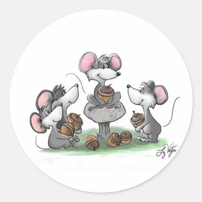 Mic, Mac und Moe's Happy Vatertag Runder Aufkleber (Vorderseite)