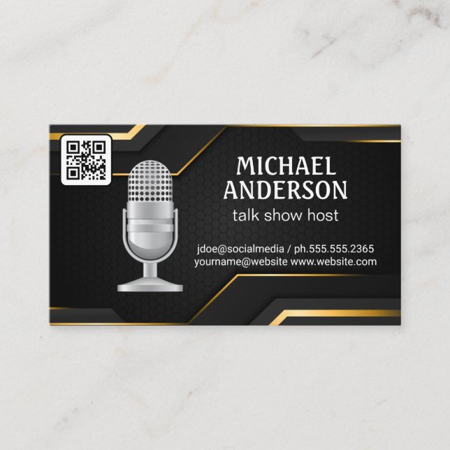 Mic | Podcast-Host | QR-Code Visitenkarte (Vorderseite)