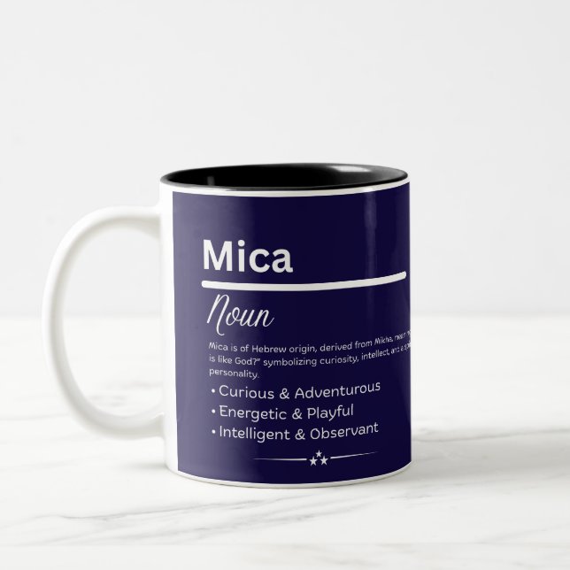Mica, Girl Personalized Name Definition Mug (Gauche)