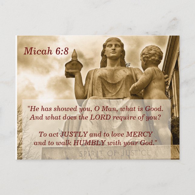 Micah 6:8 Carte de mémorisation de verset biblique (Devant)