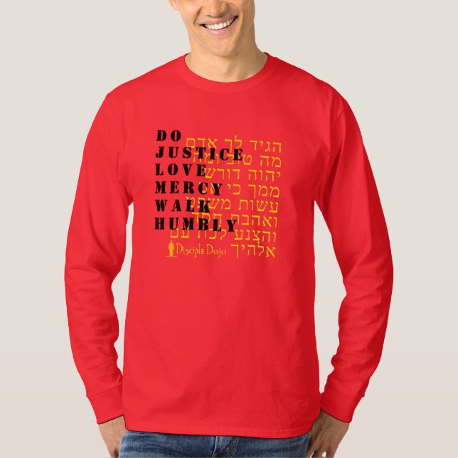 Micah 6:8 Hebräisches langärmeliges Shirt (Vorderseite)