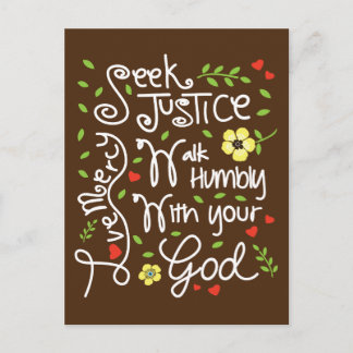 Micah 6 8 Seek Justice Liebe Mercy Walk Humbly Postkarte