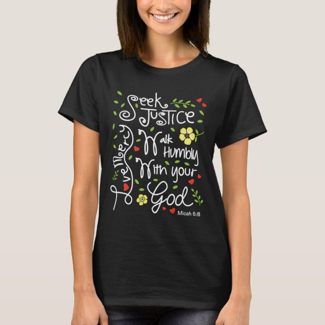 Micah 6:8 Suchvorgang-Gerechtigkeits-Liebe-Gnade - T-Shirt (Vorderseite)