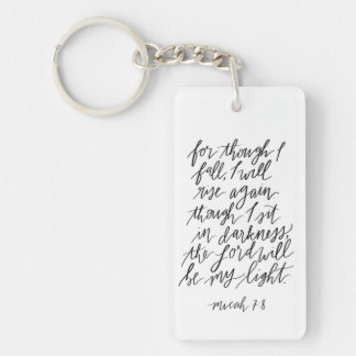 Micah 7:8 handgeschriebene Bibel Verse Canvas Beut Schlüsselanhänger