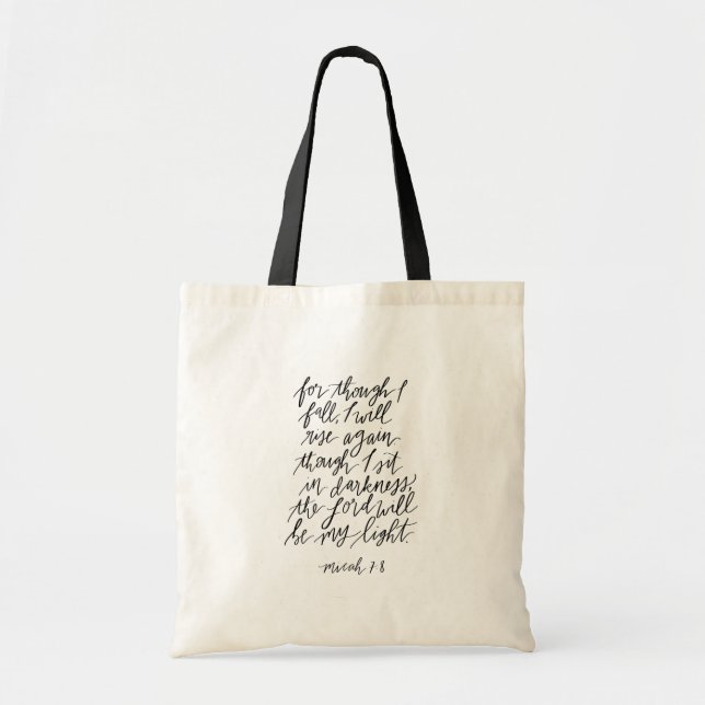 Micah 7:8 Handschrift Bibelverse Canvas Bag Tragetasche (Vorne)