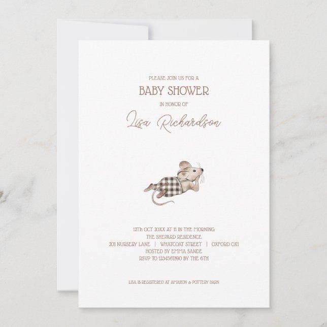 Mice Baby Shower Einladung (Vorderseite)