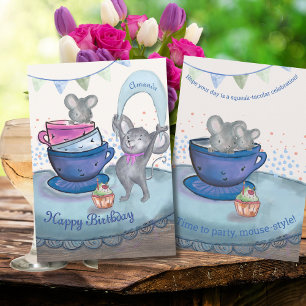 Mices amusantes en Teacup - Carte Cupcake pour sou