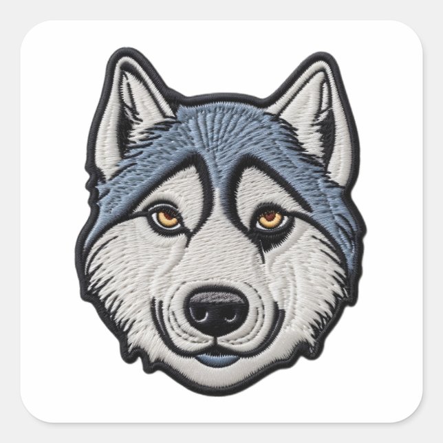 MICH Husky besticktes Design ANBIETEN Quadratischer Aufkleber (Vorderseite)