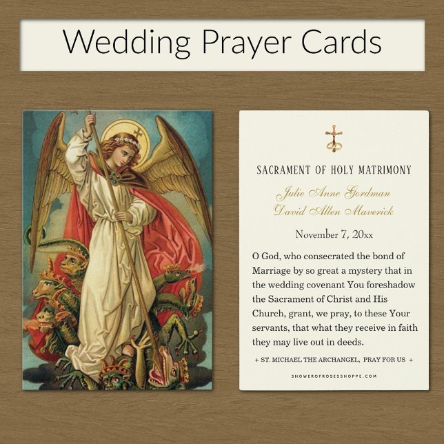 Michael Archangel Wedding Holy Card (St. Michael the Archangel Catholic Wedding Prayer Cards )