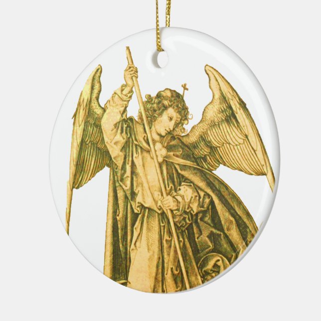 Michael der Erzengel Gold Mittelalterlicher Engel Keramik Ornament (Links)