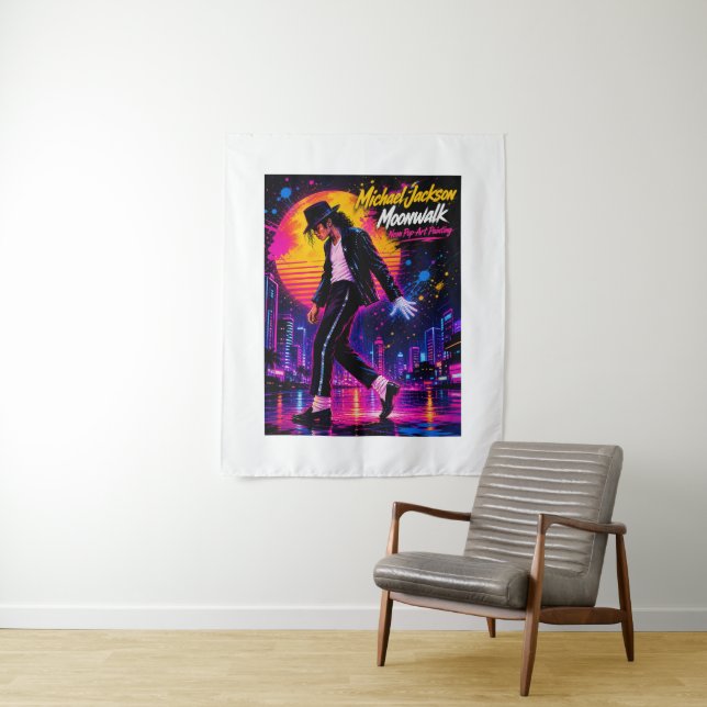 Michael Jackson Moonwalk King of Pop Retro-Tribut Wandteppich (Beispiel)