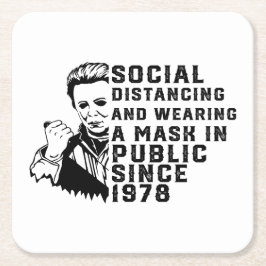 Michael Myers Social Distancing Rechteckiger Pappuntersetzer