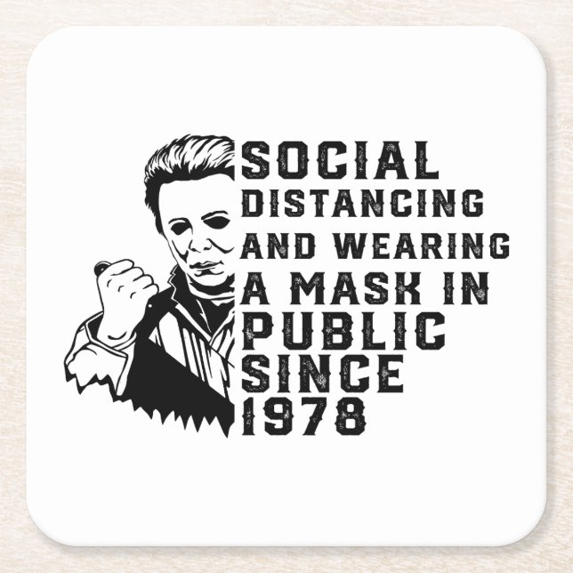 Michael Myers Social Distancing Rechteckiger Pappuntersetzer (Vorderseite)