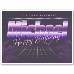 Michael Name Vorname lila retro Sticker Geburtstag