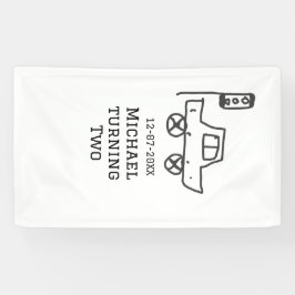 Michael turning two birthday toy car traffic light banner