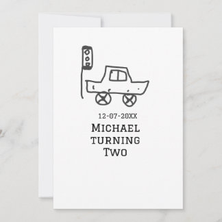 Michael turning two birthday toy car traffic light einladung