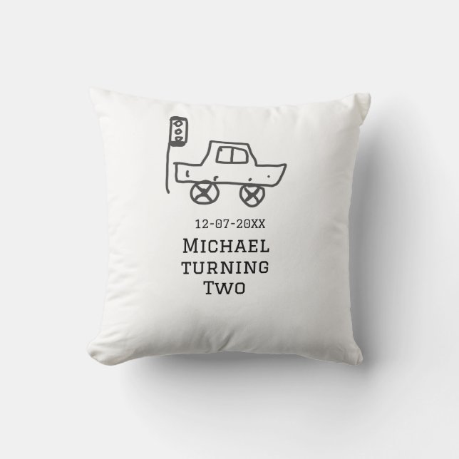 Michael turning two birthday toy car traffic light kissen (Vorderseite)