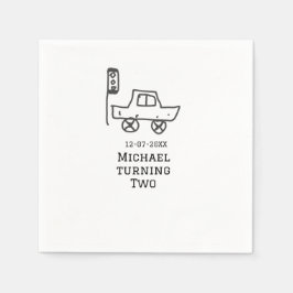 Michael turning two birthday toy car traffic light serviette