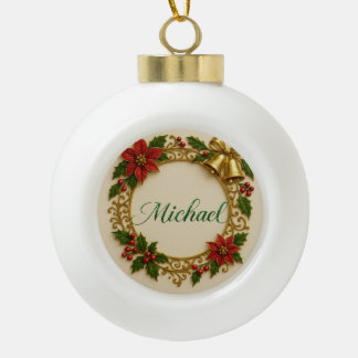 Michael Weihnachtsschmuck – Personalisiertes Erinn Keramik Kugel-Ornament