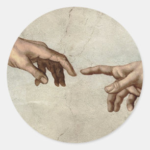 Michaelangelo gibt Schöpfung Adam God Runder Aufkleber