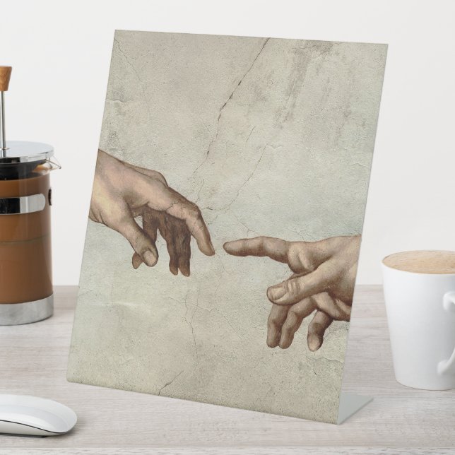 Michaelangelo gibt Schöpfung Adam God Sockelschild (In Situ)