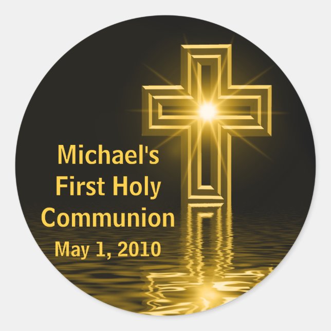 Michael's erste heilige Kommunion Stickers (Vorderseite)