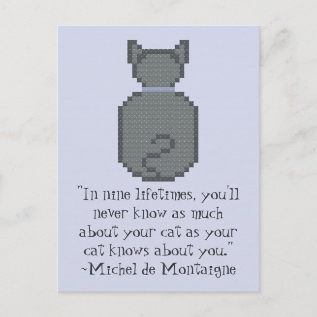 Michel de Montaigne Cat Quote Postcard Postkarte (Vorderseite)