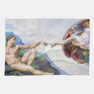 Michelangelo - Erschaffung Adams isoliert Geschirrtuch