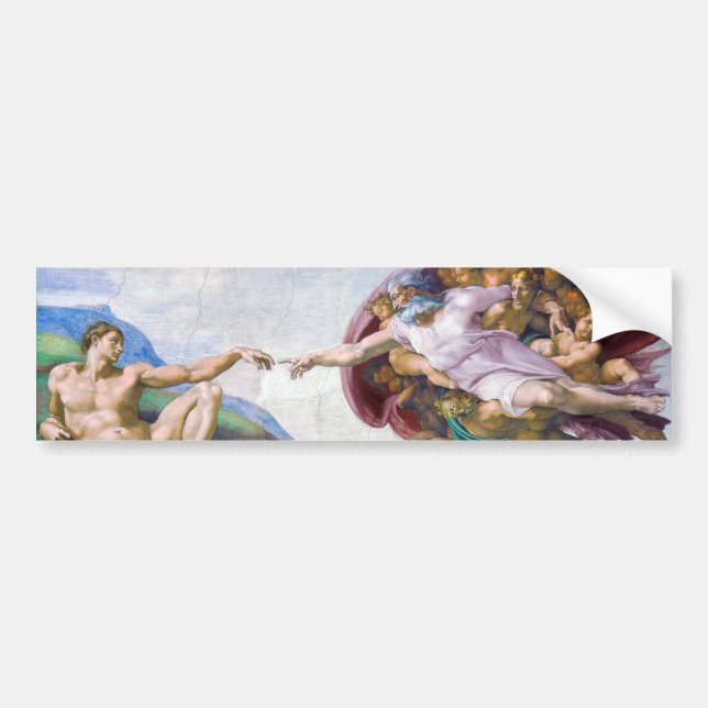 Michelangelo - Erschaffung von Adam Abgeschieden Autoaufkleber (Vorne)