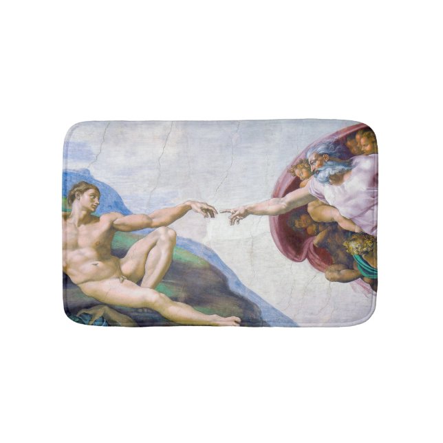 Michelangelo - Erschaffung von Adam Abgeschieden Badematte (Vorderseite)