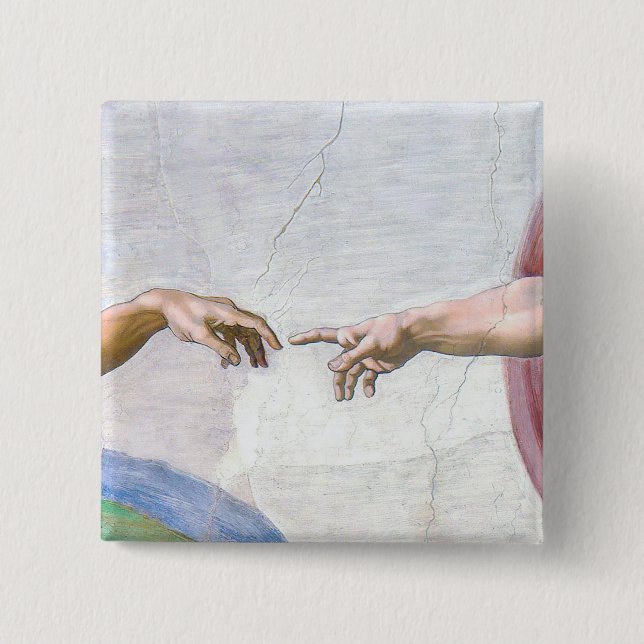 Michelangelo - Erschaffung von Adam Abgeschieden Button (Vorderseite)