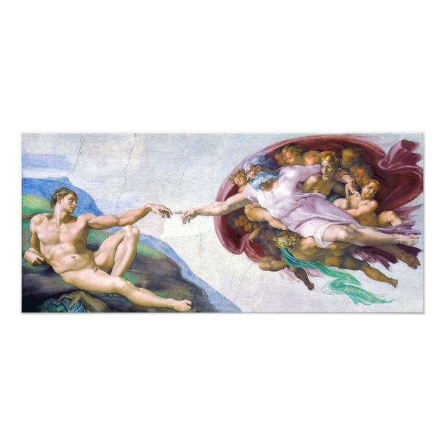 Michelangelo - Erschaffung von Adam Abgeschieden Fotodruck (Vorne)