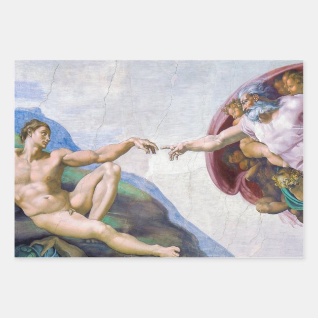 Michelangelo - Erschaffung von Adam Abgeschieden Geschenkpapier Set (Vorderseite)