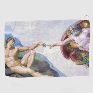 Michelangelo - Erschaffung von Adam Abgeschieden Golfhandtuch