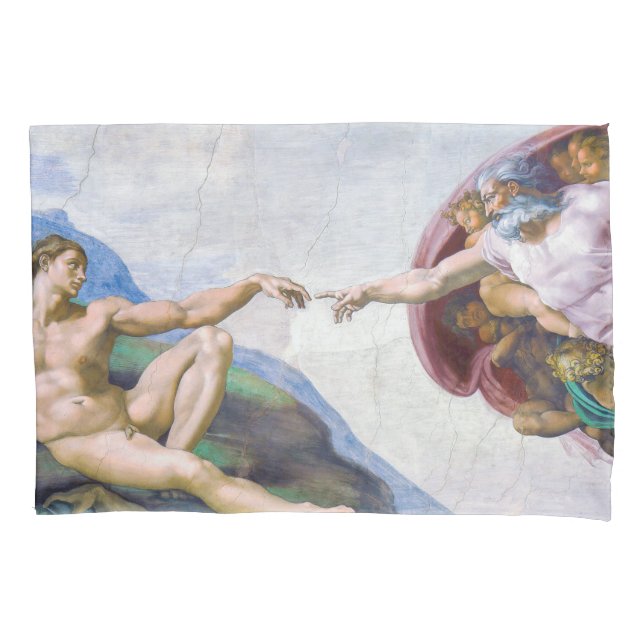 Michelangelo - Erschaffung von Adam Abgeschieden Kissenbezug (Vorderseite)