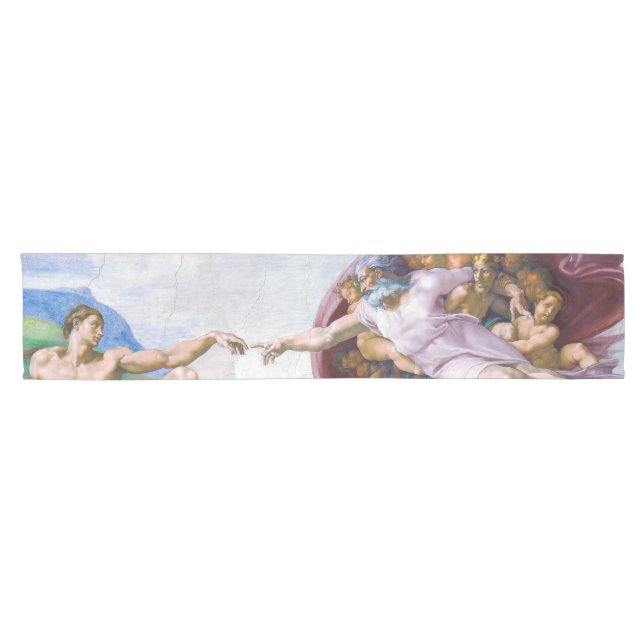 Michelangelo - Erschaffung von Adam Abgeschieden Kurzer Tischläufer (Horizontal)