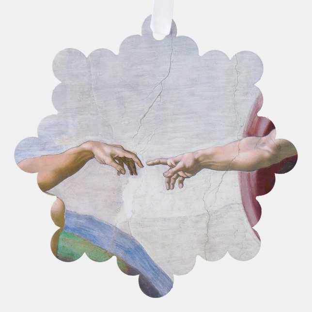 Michelangelo - Erschaffung von Adam Abgeschieden Ornament Karte (Vorderseite)