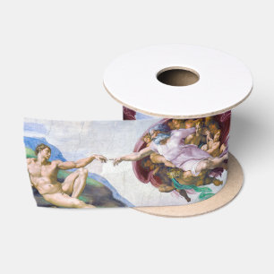 Michelangelo - Erschaffung von Adam Abgeschieden Satinband