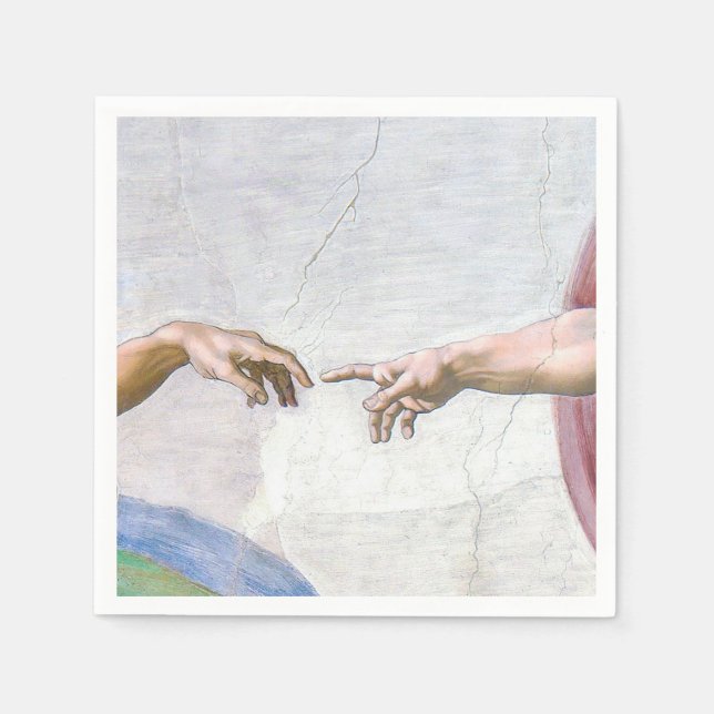 Michelangelo - Erschaffung von Adam Abgeschieden Serviette (Vorderseite)