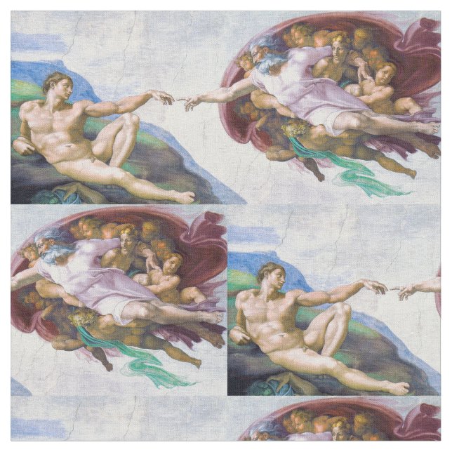 Michelangelo - Erschaffung von Adam Abgeschieden Stoff (Nahaufnahme)