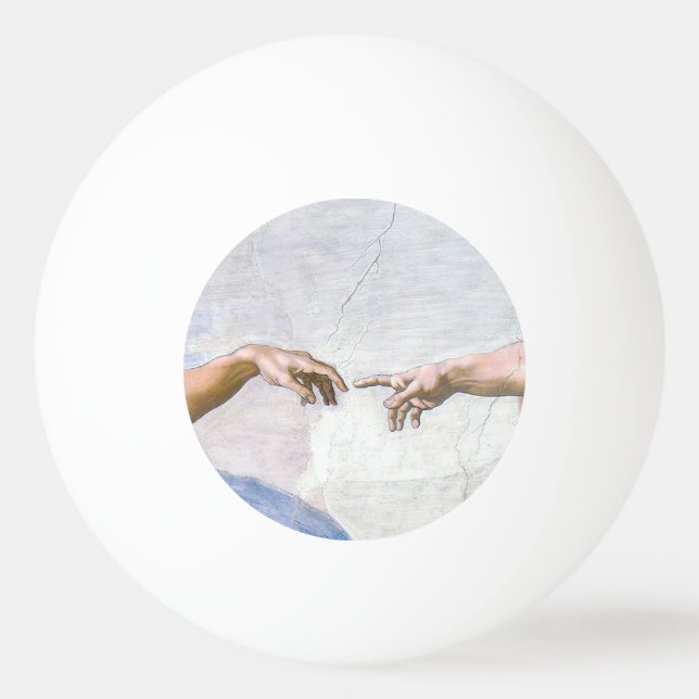 Michelangelo - Erschaffung von Adam Abgeschieden Tischtennisball (Vorderseite)
