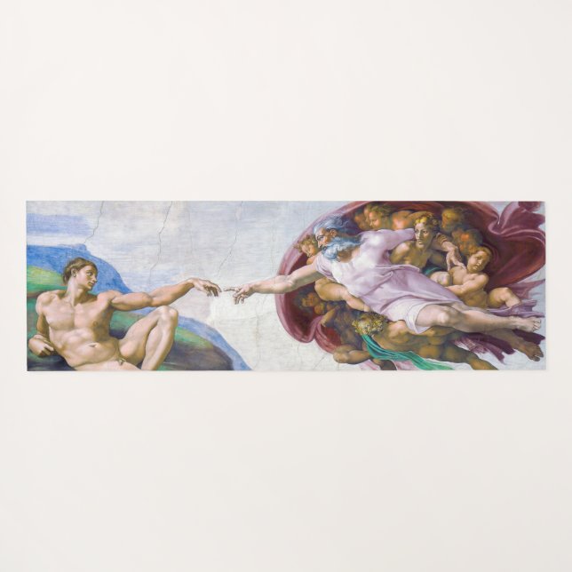 Michelangelo - Erschaffung von Adam Abgeschieden Yogamatte (Rückseite (Horizontal))