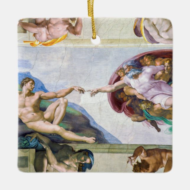 Michelangelo - Gründung von Adam, Sixtinische Kape Keramikornament (Vorderseite)