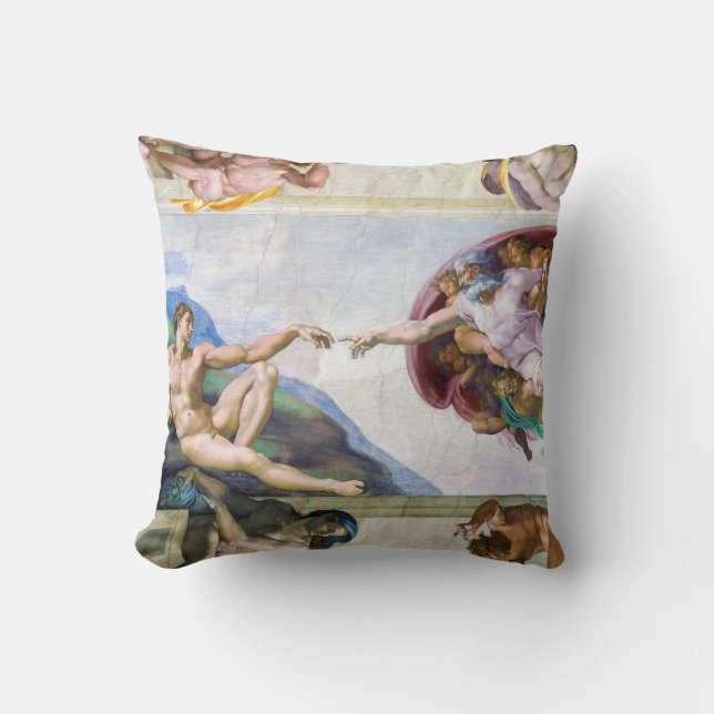 Michelangelo - Gründung von Adam, Sixtinische Kape Kissen (Vorderseite)
