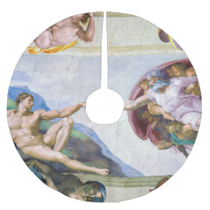 Michelangelo - Gründung von Adam, Sixtinische Kape Polyester Weihnachtsbaumdecke